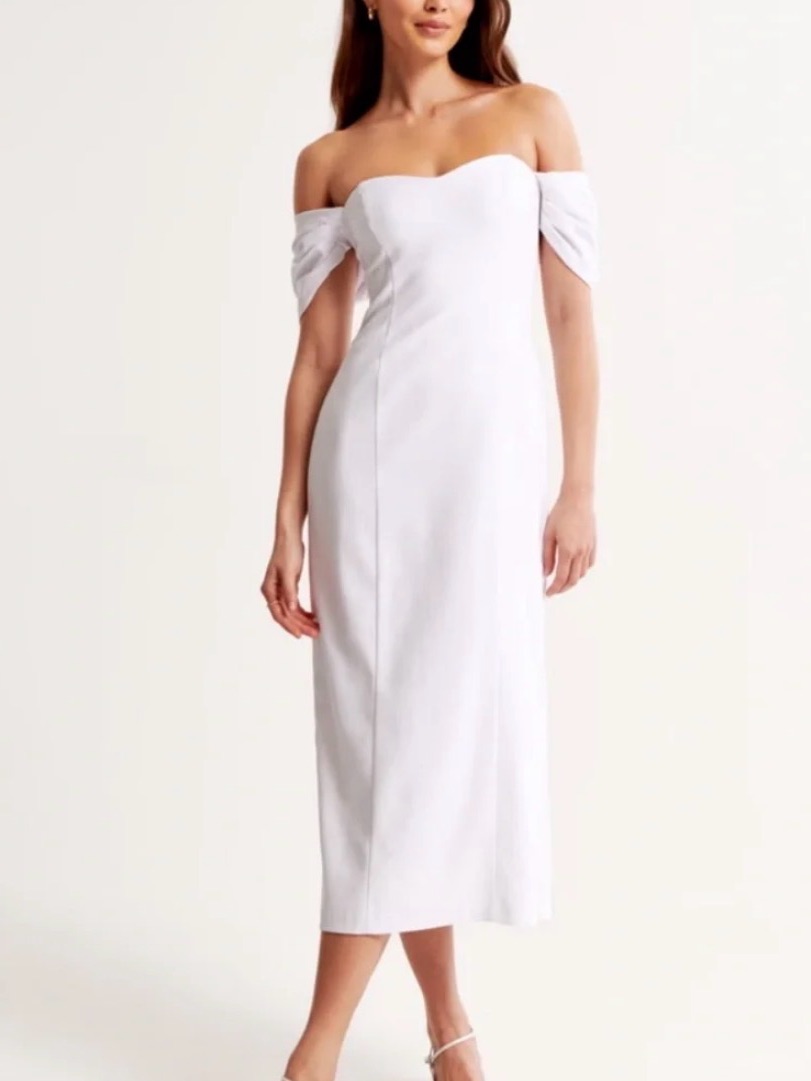 Abercrombie & Fitch Clean Off-Shoulder Midi Dress Nwt
